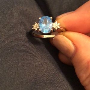 Blue topaz and CZ ring